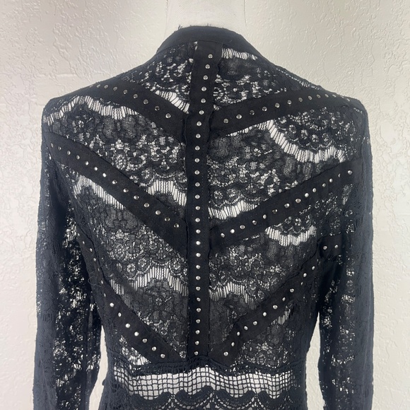 VOCAL Lace Open Front Cardigan Sz Small Studded Whimsigoth Black - Picture 6 of 12